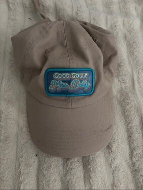 Good Golly Miss Dolly Patch Baseball Hat - Taupe/Blue